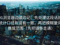 91浏览器边读边记：先处理这段话的统计口径有没有一致，再把模糊量词换成范围（先把链条走通）